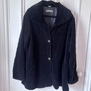 Women’s Vintage Tsunami Made in Canada Black Button Front Raised Floral Coat M